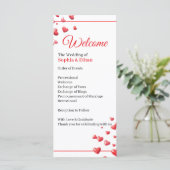 Hochzeitsprogramm Soft Pink Hearts (Stehend Vorderseite)