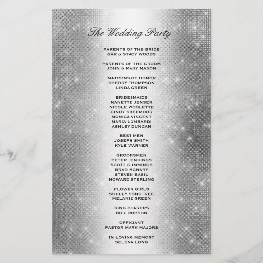 Hochzeitsprogramm | Soft Silver Glitzer Look (Rückseite)
