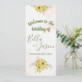 Hochzeitsprogramm Sonnenblumen Gelb Niedliche Wass Einladung (Stehend Vorderseite)