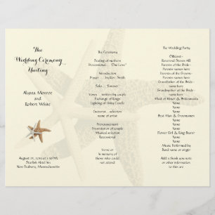 Hochzeitsprogramm "Starfish Couple Cream Tri-Fold"