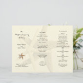 Hochzeitsprogramm "Starfish Couple Cream Tri-Fold" (Stehend Vorderseite)