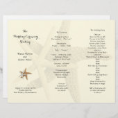 Hochzeitsprogramm "Starfish Couple Cream Tri-Fold" (Vorne/Hinten)