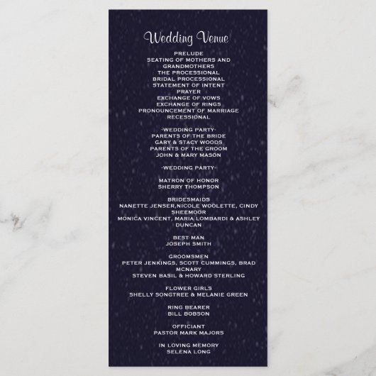 Hochzeitsprogramm | Startnight Programm (Rückseite)