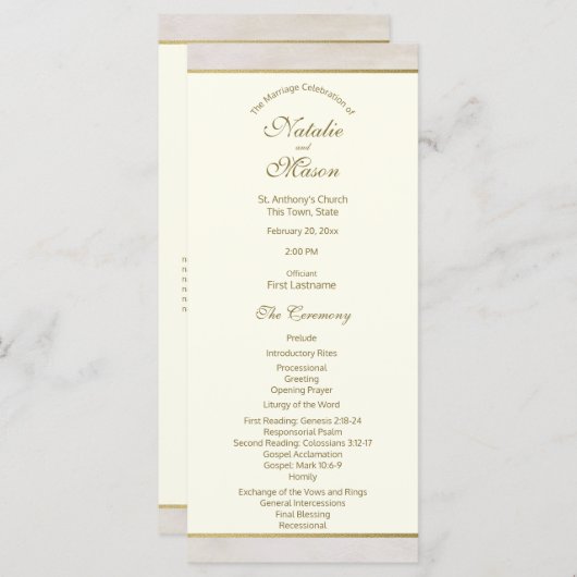 Hochzeitsprogramm Stone and Gold Akzent Programm (Vorne/Hinten)