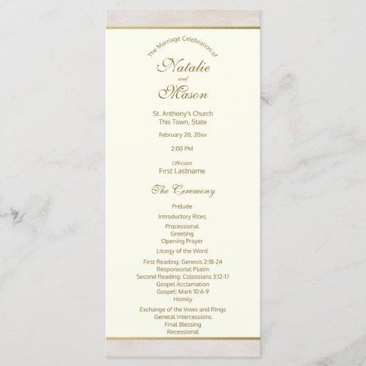 Hochzeitsprogramm Stone and Gold Akzent Programm (Vorderseite)