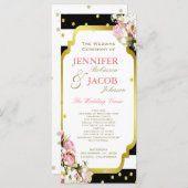 Hochzeitsprogramm | Streifen, Rose, Goldschmiedett Programm (Vorne/Hinten)