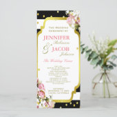 Hochzeitsprogramm | Streifen, Rose, Goldschmiedett Programm (Stehend Vorderseite)