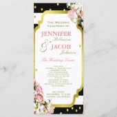 Hochzeitsprogramm | Streifen, Rose, Goldschmiedett Programm (Vorderseite)