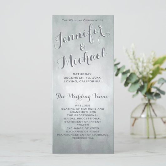 Hochzeitsprogramm | Subtile Silver Highlights Programm (Stehend Vorderseite)