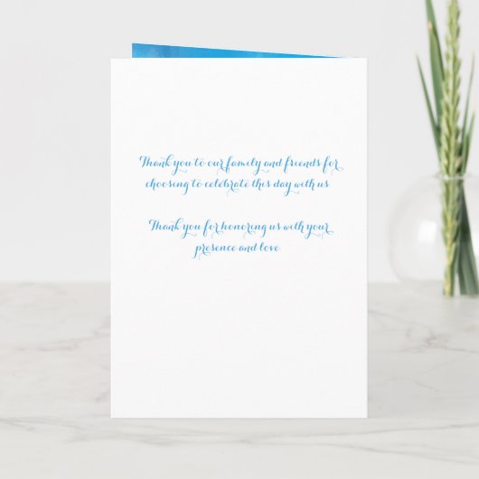 Hochzeitsprogramm Summer Blue Watercolor Programm (Rückseite)