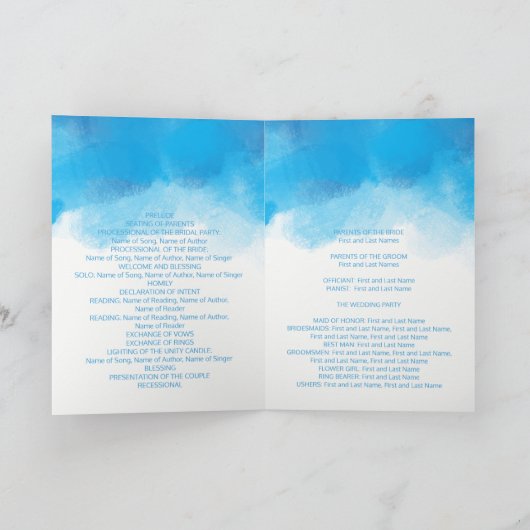Hochzeitsprogramm Summer Blue Watercolor Programm (Innenseite)