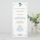 Hochzeitsprogramm Teal- und Gold-Vorlage Einladung (Stehend Vorderseite)