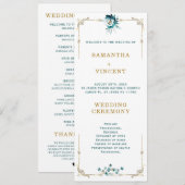 Hochzeitsprogramm Teal- und Gold-Vorlage Einladung (Vorne/Hinten)