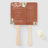 Hochzeitsprogramm Terracotta Floral String Lights Fächer (Vorne und Hinten)