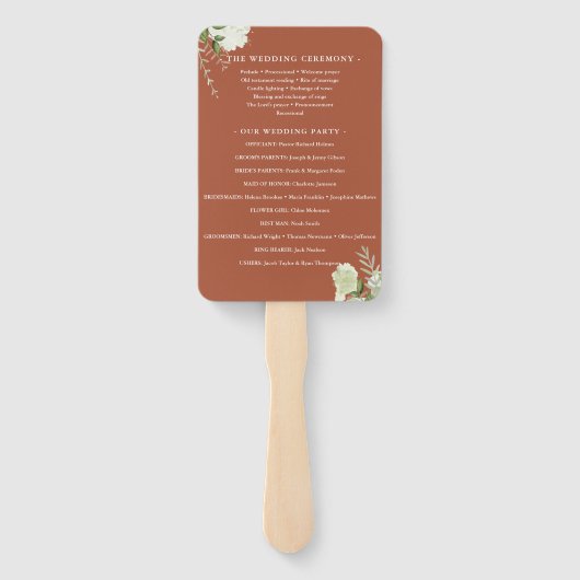 Hochzeitsprogramm Terracotta Floral String Lights Fächer (Rückseite)