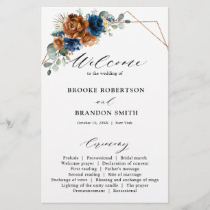Hochzeitsprogramm Terracotta Navy Blue Greenerity