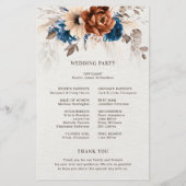 Hochzeitsprogramm Terracotta Navy Blue Pampas Gras (Rückseite)