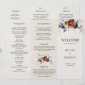 Hochzeitsprogramm Terracotta Navy Blue Pampas Gras (Vorne/Hinten)