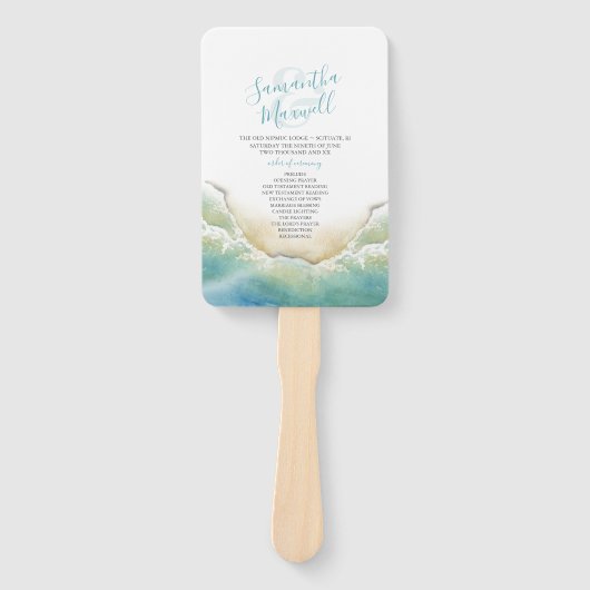 Hochzeitsprogramm "Tropical Blue Seaside" Fächer (Vorderseite)
