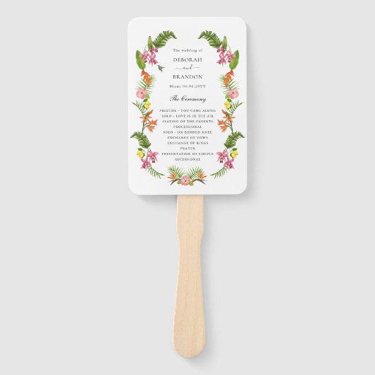 Hochzeitsprogramm Tropical Floral & Greenery Garde Fächer (Vorderseite)