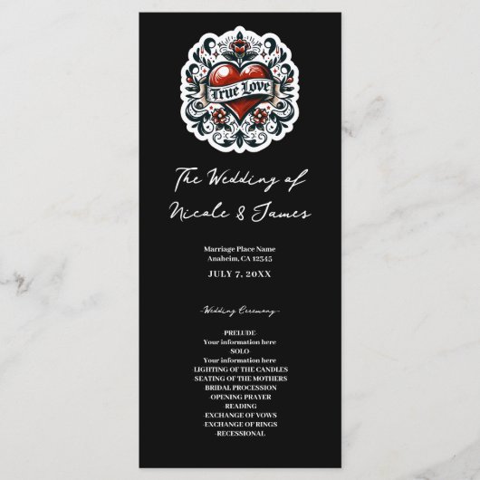 Hochzeitsprogramm "True Love Heart Tattoo" Programm (Vorderseite)