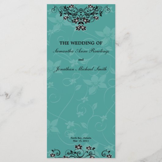 Hochzeitsprogramm - Türkisfarbener Kronleuchter Programm (Vorderseite)