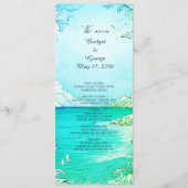 Hochzeitsprogramm und Menü für die blaue Küste Programm (Vorderseite)