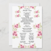 Hochzeitsprogramm und Menü für Wasserfarben Rosa A (Vorderseite)