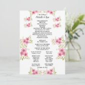 Hochzeitsprogramm und Menü für Wasserfarben Rosa A (Stehend Vorderseite)