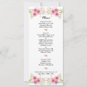 Hochzeitsprogramm und Menü für Wasserfarben Rosa A Einladung (Rückseite)