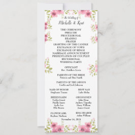 Hochzeitsprogramm und Menü für Wasserfarben Rosa A Einladung