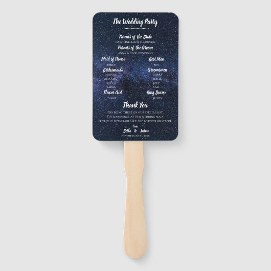 Hochzeitsprogramm unter dem Blickwinkel der STARS Fächer (Rückseite)