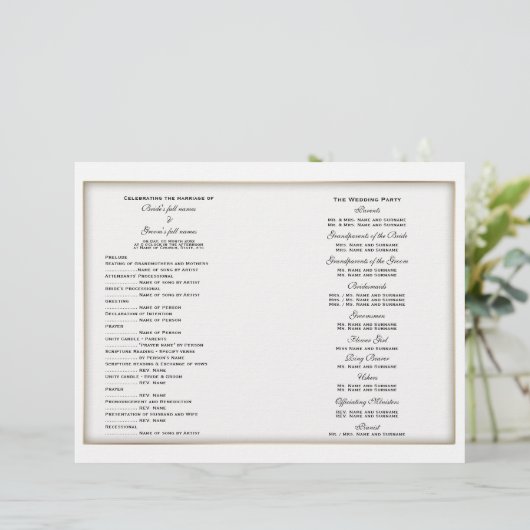 Hochzeitsprogramm (vier) (Stehend Vorderseite)