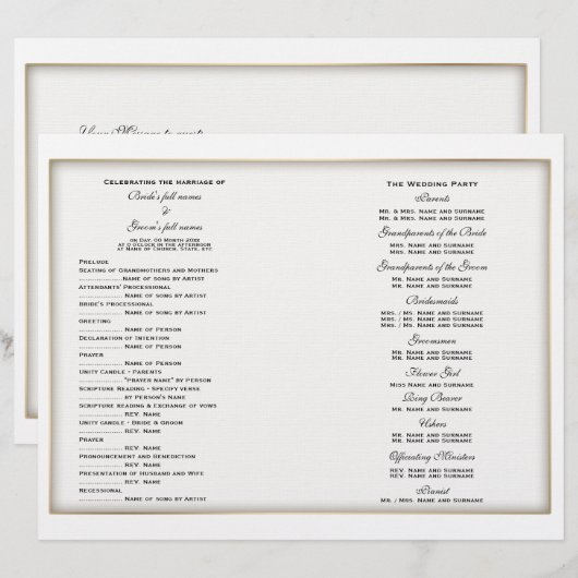 Hochzeitsprogramm (vier) (Vorne/Hinten)