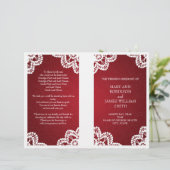 Hochzeitsprogramm Vintag Lace Red (Stehend Vorderseite)