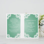 Hochzeitsprogramm Vintage Spitzen-Minze Grün (Stehend Vorderseite)