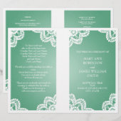 Hochzeitsprogramm Vintage Spitzen-Minze Grün (Vorne/Hinten)