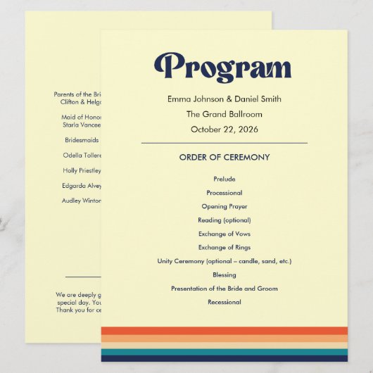 Hochzeitsprogramm Vintage Vibes Programm (Vorne/Hinten)