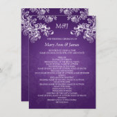 Hochzeitsprogramm Vintage Wirbel 2 Lila Einladung (Vorne/Hinten)
