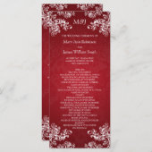 Hochzeitsprogramm Vintage Wirbel 2 Rot Programm (Vorne/Hinten)