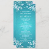 Hochzeitsprogramm Vintage Wirbel 2 Türkis Programm (Vorne/Hinten)