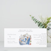 Hochzeitsprogramm von Pristine Blue and White Sant (Stehend Vorderseite)