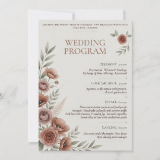 Hochzeitsprogramm Vorlage | Elegante Florale Hochz