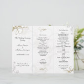Hochzeitsprogramm-Vorlage mit floraler Ornamentik (Stehend Vorderseite)