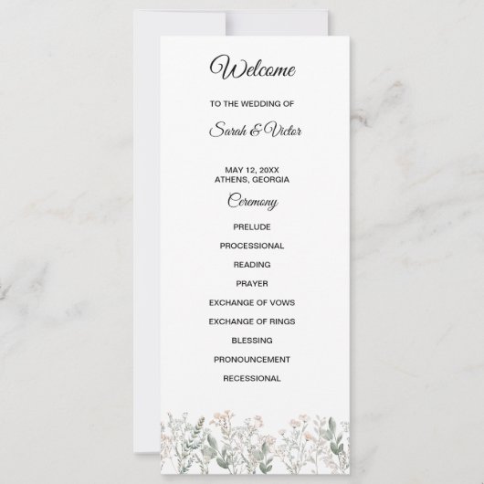 Hochzeitsprogramm Waldwildblumen (Vorderseite)