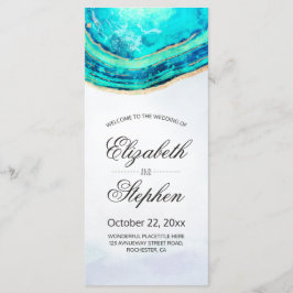 Hochzeitsprogramm Wasserfarbe Aquamarin & Gold Aga Programm