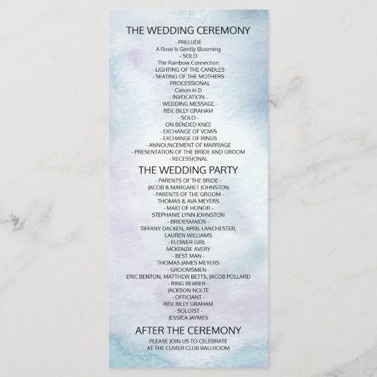 Hochzeitsprogramm Wasserfarbe Bohemische Blumenfed Programm (Rückseite)