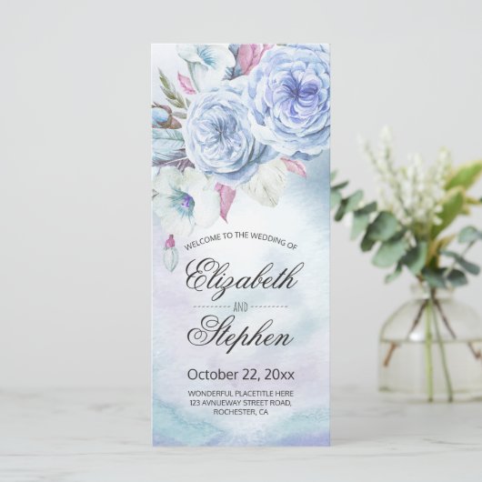 Hochzeitsprogramm Wasserfarbe Bohemische Blumenfed Programm (Stehend Vorderseite)