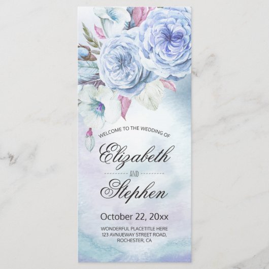 Hochzeitsprogramm Wasserfarbe Bohemische Blumenfed Programm (Vorderseite)