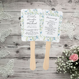 Hochzeitsprogramm "Watercolor Blue Wildblumen" Fächer